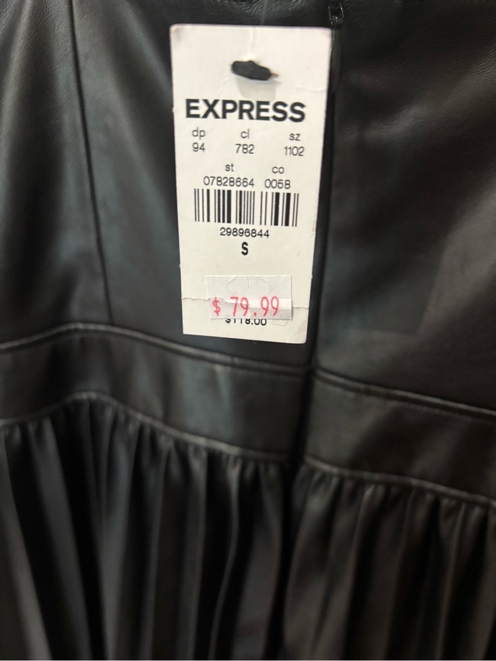 New Express Faux Leather Pleated Dress Size Small - Picture 7 of 8